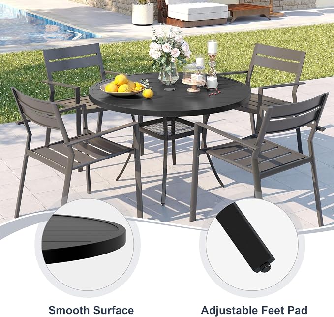 VICLLAX 41 Inches Round Patio Dining Table - Image 4