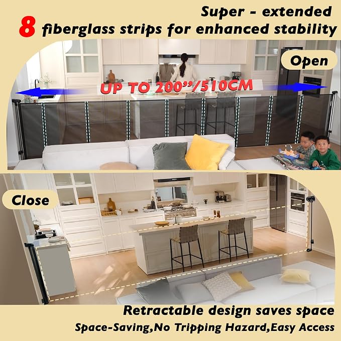 200" Retractable Baby Gates Extra Wide - Image 4