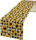 Summer Sunflower Table Runner, Sunshine Seasonal Buffalo Plaid Table Runner by Unknown
