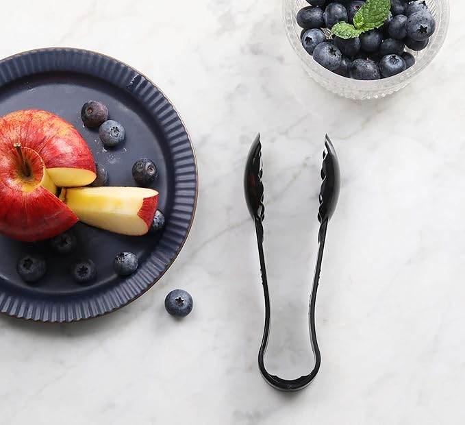 Serving Tongs, Black Plastic, 6 Inch, Set of 12