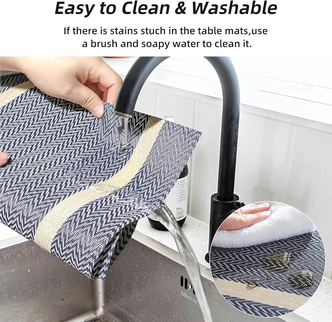 Vinyl Placemats Set of 8, PVC Woven Washable Non-Slip Table Mats, Heat - Image 7