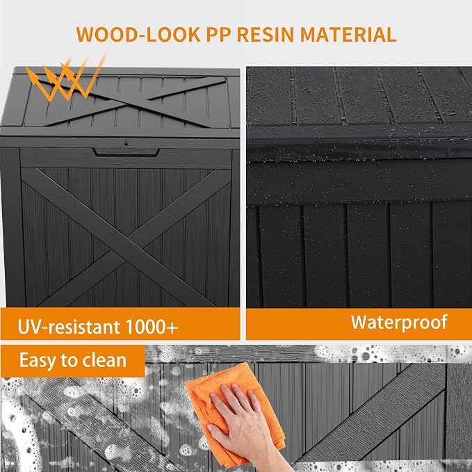 32 GallonOutdoor Storage Box, Resin Deck Boxes Waterproof, IndoorOutdoor Bin - Image 4