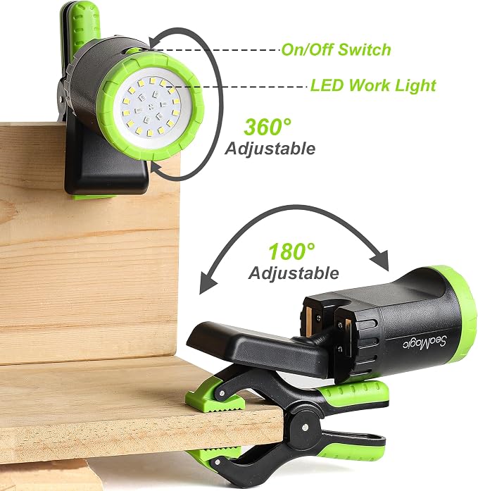 2-Pack Rechargeable LED Work Lights, 360-Degree Adjustable Spotlights - Image 3