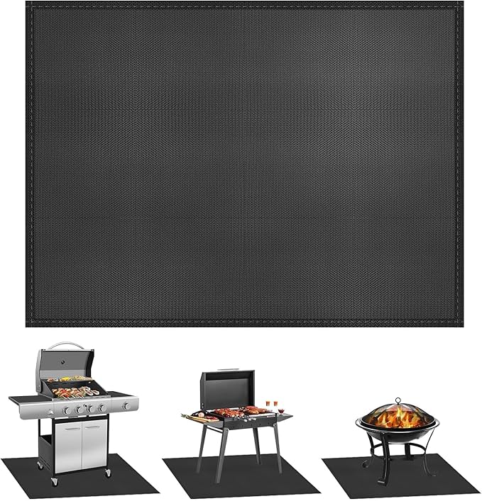 Grill Pad Floor Mat 48 x 65 Inch Fiberglass with Silicone Coating
