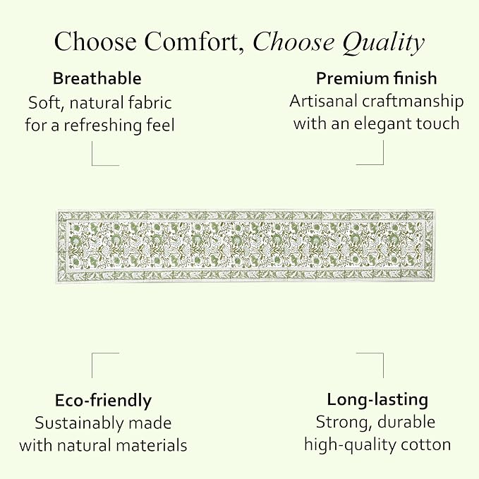 CPC Cotton Table Runner 16x72 Inch Block Printed Long Fall Table Runner - Image 8