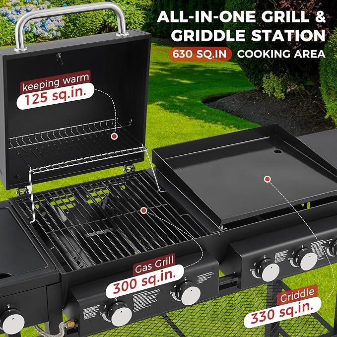 Lyromix 5 Burners Gas Grill and Griddle Combo - Image 4