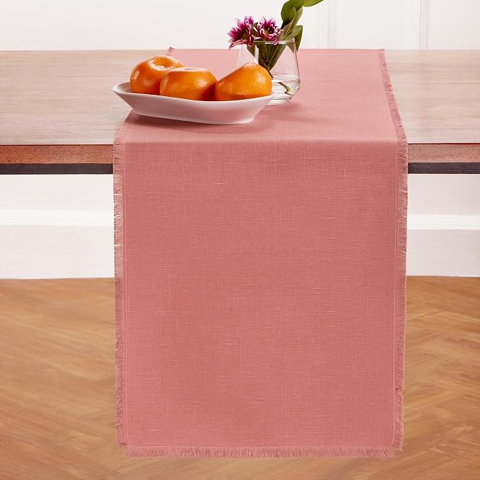 Solino Home Linen Dusty Rose Table Runner 120 Inches Long - Image 2
