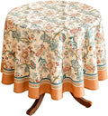 Designer Vintage Linen Small Round Tablecloth, Indian Style Wrinkle Free Orange by bilingaier
