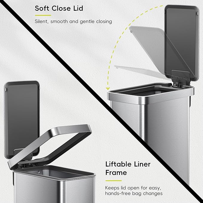 EKO Hudson Slim 50L / 13.2 Gallon Kitchen Trash Can - Image 3