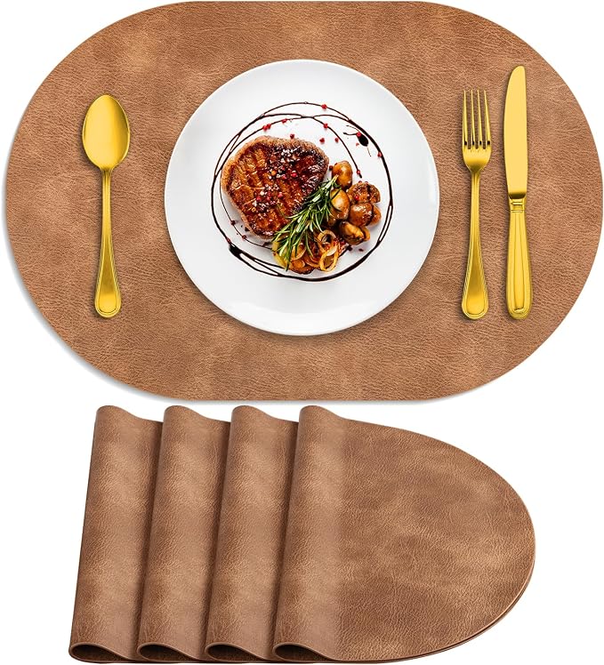 ADRIMER Placemats, Heat Resistant Oval Placemats Set of 4 Washable 12 x 17 Inch by Adrimersdreamistobeanindispensablecompanioninyourlife