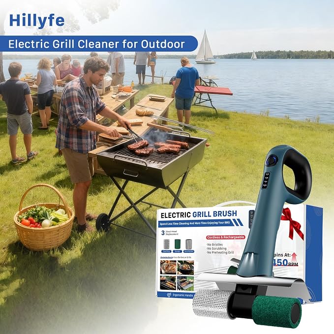 Hillyfe Grill Brush for Outdoor，Cordless Rechargeable Grill Brush - Image 6