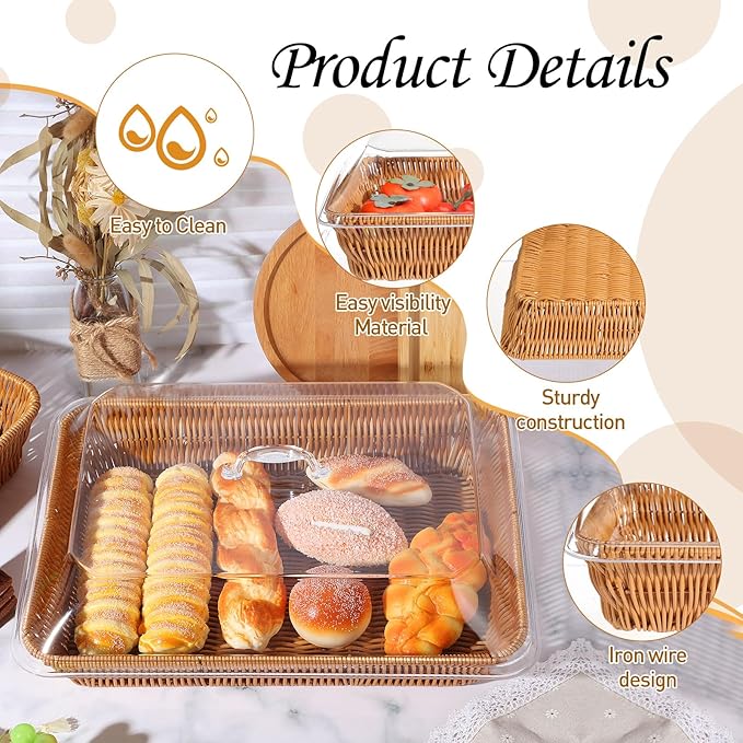 2 Set Wicker Bread Basket for Serving - Image 3