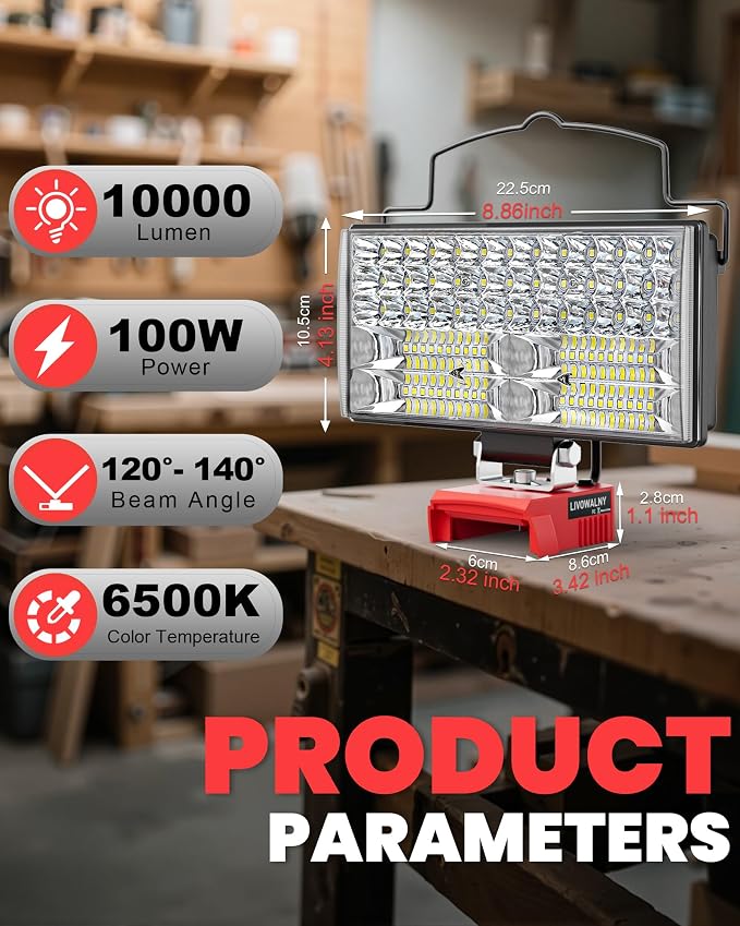 LIVOWALNY 7'' 100W LED Work Light Compatible - Image 2
