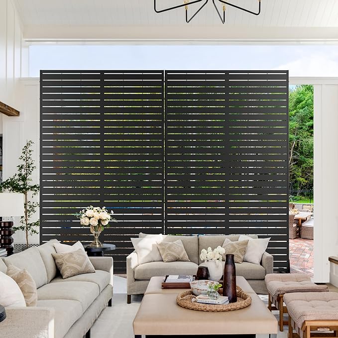 Metal Privacy Screen Outdoor 72" H×44" W, Freestanding Decorative Privacy Screen - Image 4