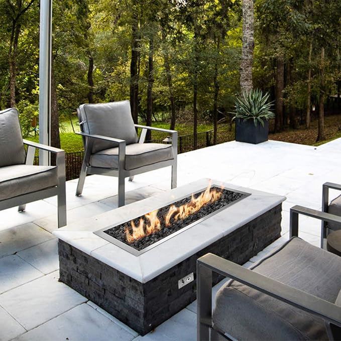 Stanbroil 48 x 14 Inch Rectangle Drop-in Fire Pit H-Burner Pan, Gas Fire Pit - Image 6