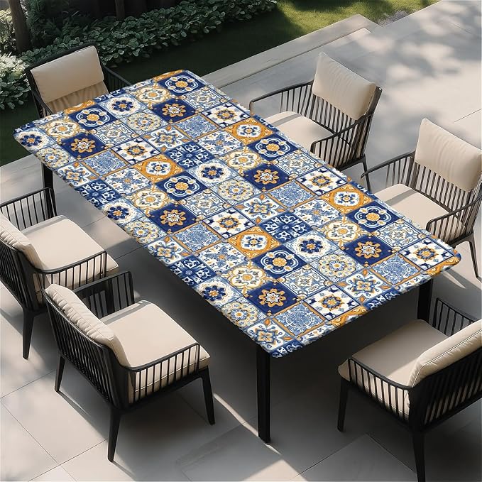 Rectangle Table Cloth Cover Waterproof Elastic Fitted Polyester Fitted by Unknown