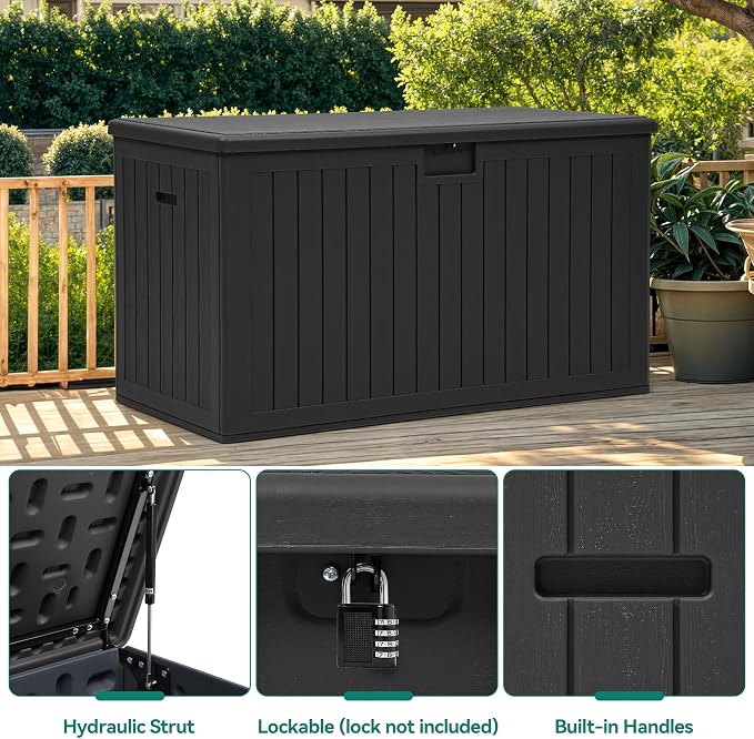YITAHOME 200 Gallon Extra Large Deck Box, Double-Wall Resin Outdoor Storage Box - Image 7