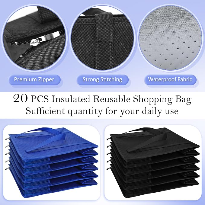 10 Pack Large Insulated Grocery Bags Reusable Shopping Bags - Image 4