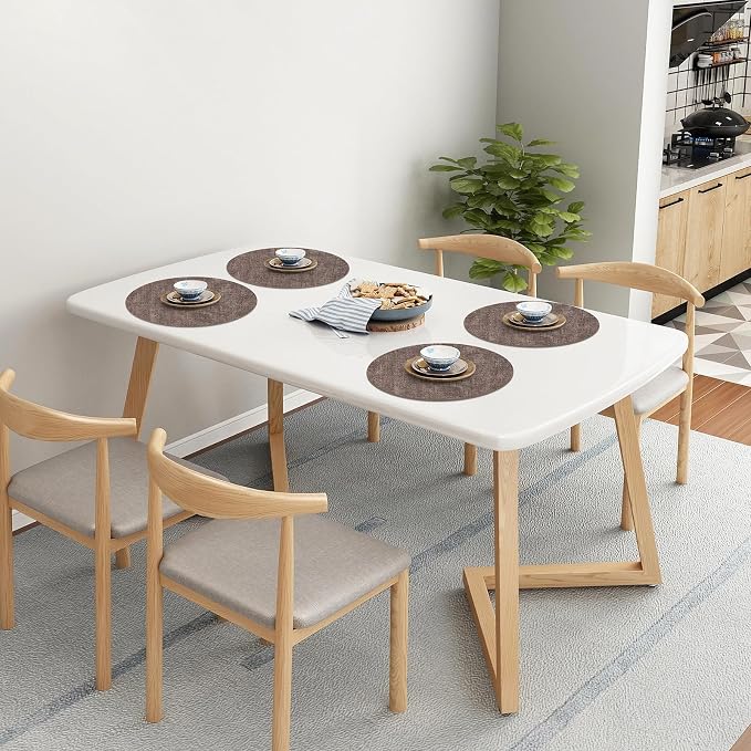 Homaxy Round Faux Leather Placemats and Coasters, Washable Dual-Side Table Mats - Image 9