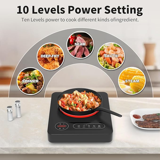 VBGK Single Burner Electric Cooktop, 110V 1800W Electric Stove Top - Image 5