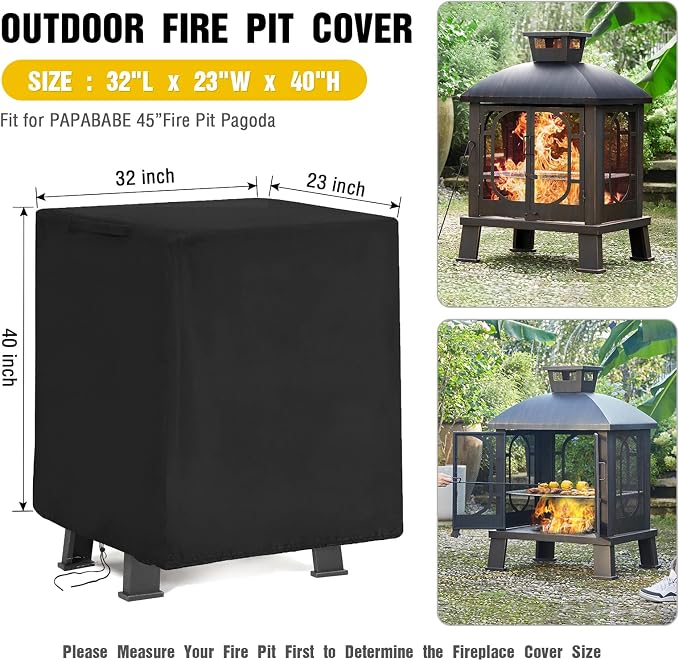 POMER Fire Pit Cover for Panovue Chiminea Fire Pit 45", Waterproof and - Image 2