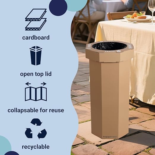 Eyely MPH1300A-SET2 Sal 25-Gallon Disposable Corrugated Cardboard Event Trash - Image 2