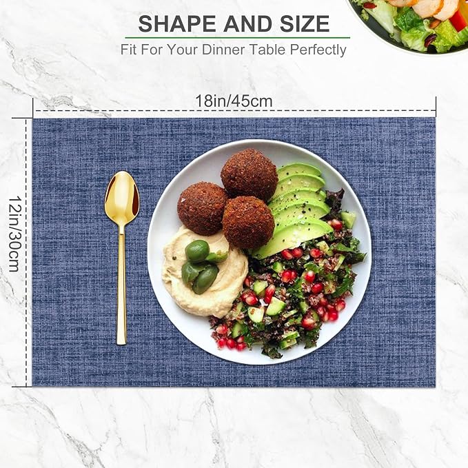 BETEAM Placemats Set of 8, Woven Vinyl Placemat - Image 5