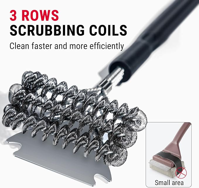 ThermoPro BBQ Grill Brush with Wide Scraper, Bristle-Free Stainless Steel - Image 4