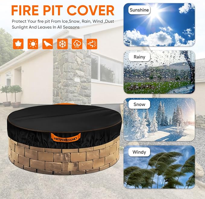 NEVERLAND Round Fire Pit Cover for In-Ground Fire Pits, 52-57 Inch Heavy Duty - Image 6