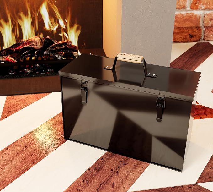 Fire Beauty Fireside Ash Carrier, Metal Ash Storage Box, 3 Gallon Ash Tidy by FireBeauty