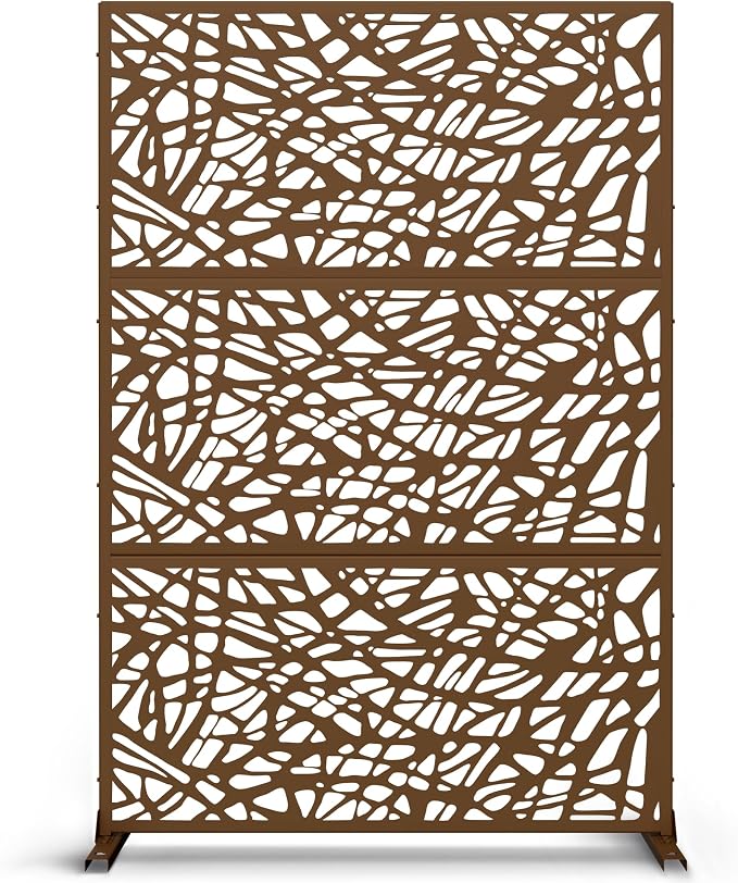 Metal Privacy Screen Outdoor 72" H×47" W, Freestanding Decorative Privacy Screen by Unknown