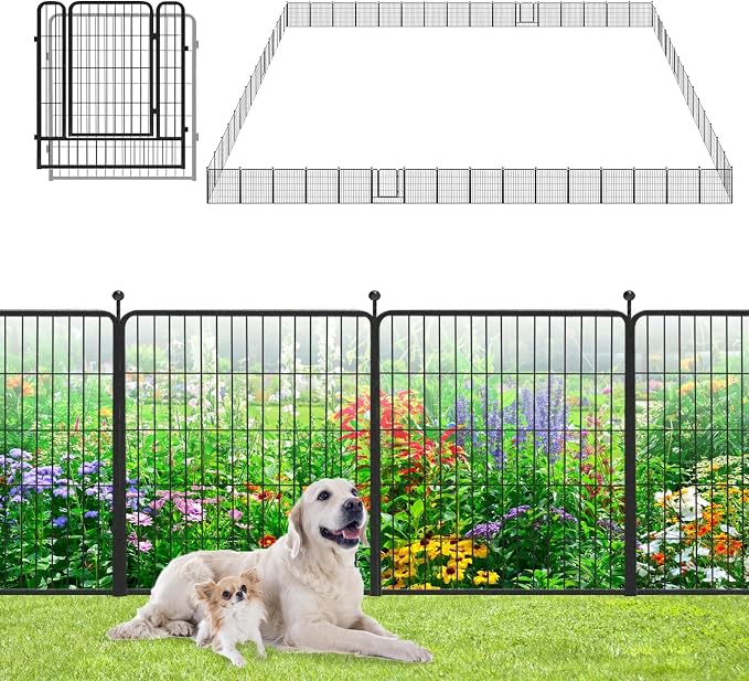Garden Fence with Gate Metal Fencing Outdoor by Jhsomdr