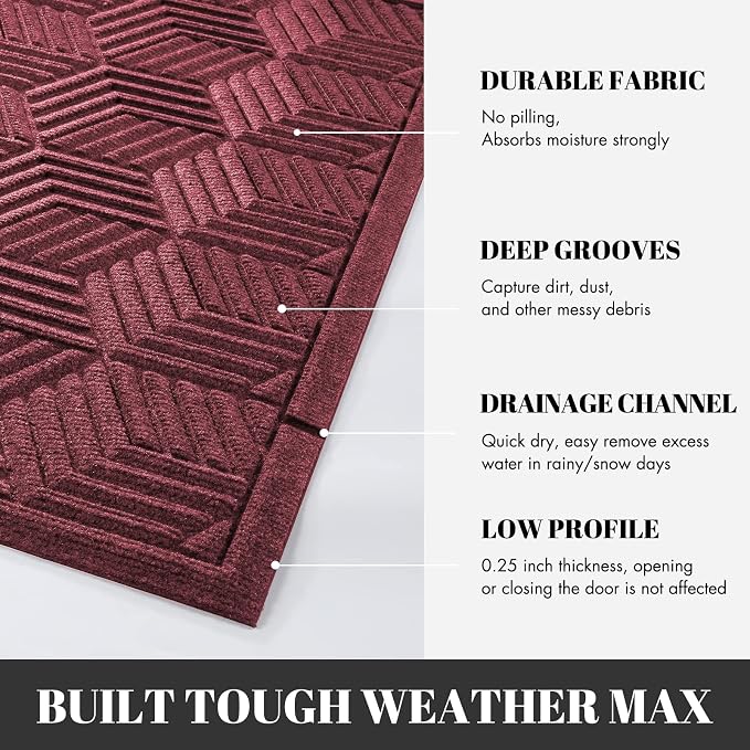Yimobra Extra Large Door Mat 36x24, All-Season Waterproof Outdoor Mats - Image 3