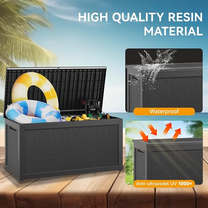 KAMABOKO 260 Gallon Outdoor Storage Box, Resin Deck Boxes Indoor and outdoor - Image 5