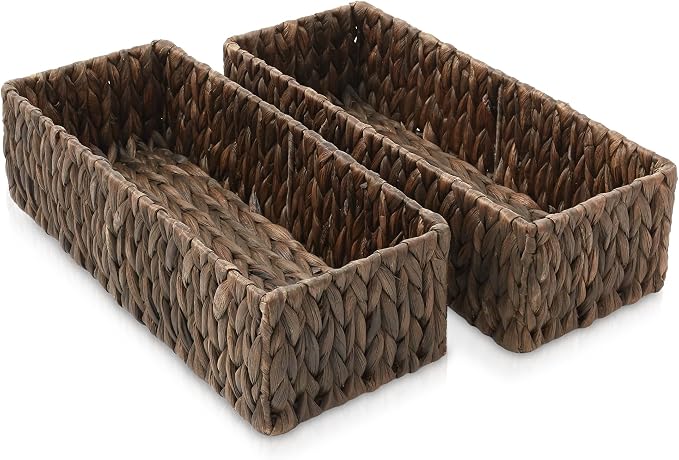 Casafield Set of 2 Bathroom Storage Baskets, Espresso - Image 3