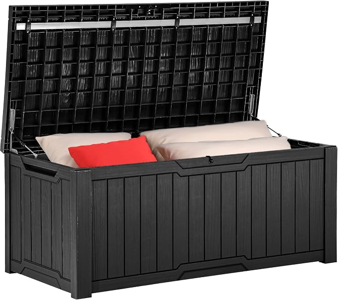 YITAHOME 120 Gallon Large Deck Box, Resin Outdoor Storage Box - Image 8