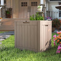 35 Gallon Small Waterproof Outdoor Storage Box, Resin Deck Box Lockable by Unknown