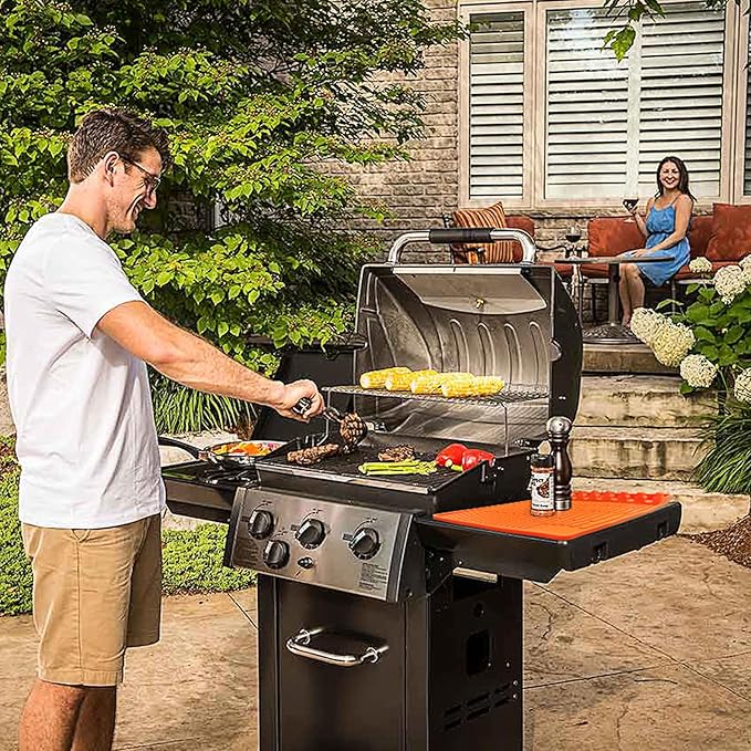 Silicone Grill Mat, 16 x 11.5 Inch Orange with 8 Tableware Slots