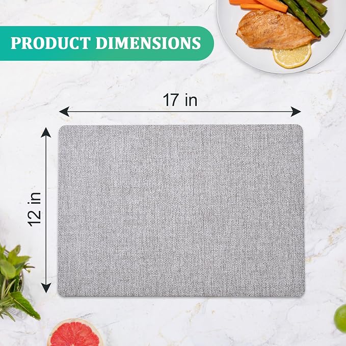 FOCUSLINE Faux Leather Placemats Set of 6, Light Grey Table Place Mats - Image 6