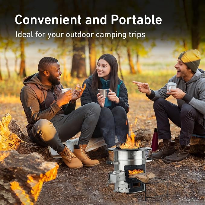 Skyflame Camping Rocket Stove, Stainless Steel Wood Burning Stove Portable - Image 6