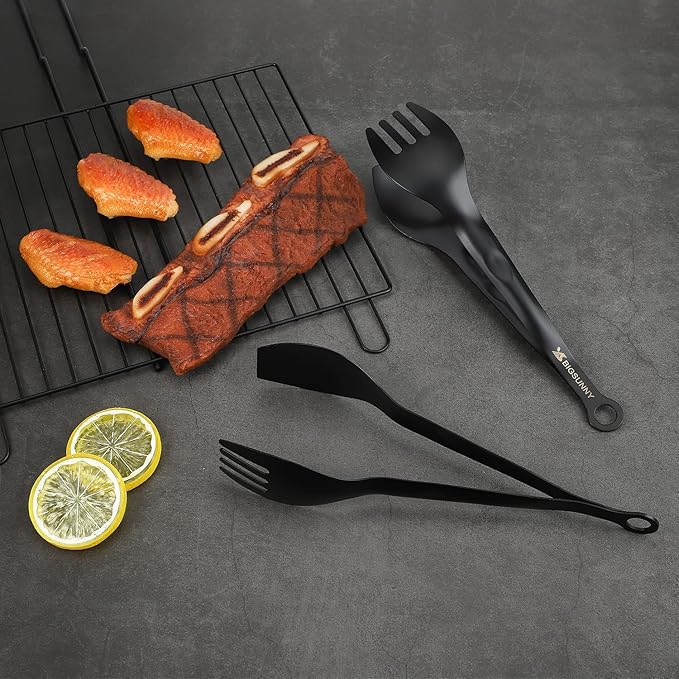 Tongs for Serving, Black Stainless Steel, 9 Inch Set of 2