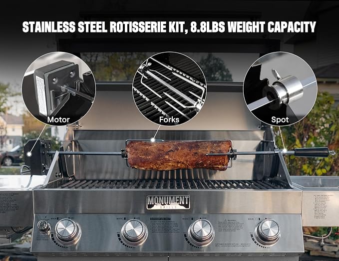 Monument Grills Larger 4-Burner Propane Gas Grills Stainless Steel Cabinet Style - Image 3