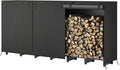 HOOBRO 8FT Firewood Rack with Cover, Outdoor Firewood Log Rack, Adjustable Log by HOOBRO