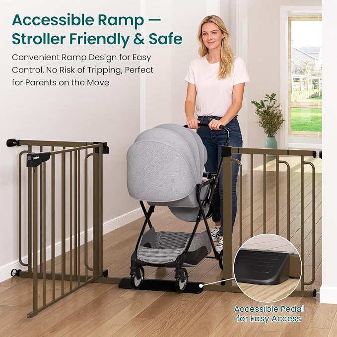 Cumbor Extra Wide Baby Gate, 36.6-69" Walk-Through Dog Gate - Image 5