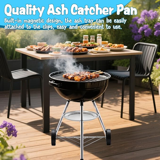 2 Pcs 13-1/2" Diameter Charcoal Grill Ash Catcher Pan Compatible - Image 5