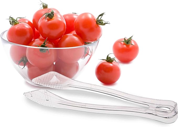 Plastic Serving Tongs, 8.5 Inch, Clear, Black or Silver