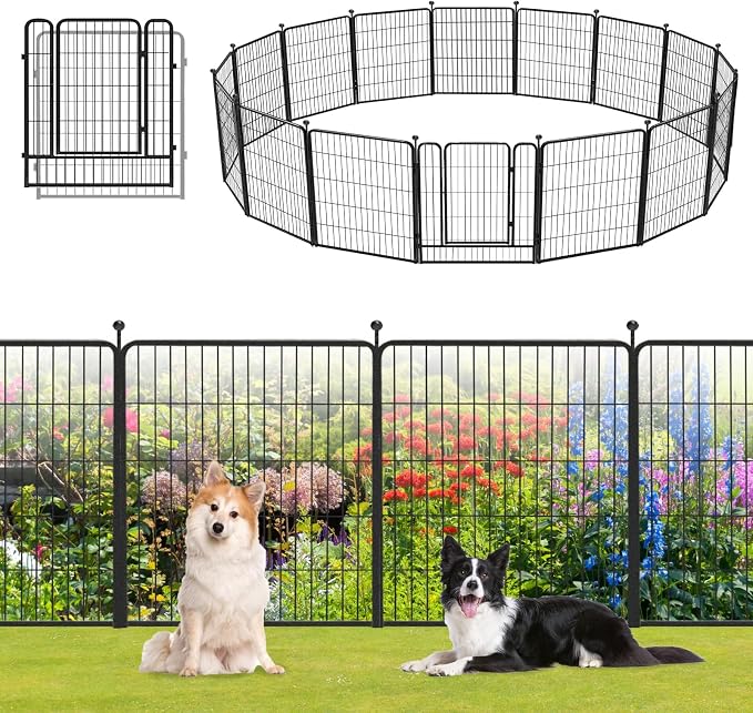 Garden Fence with Gate Metal Fencing Outdoor by Jhsomdr