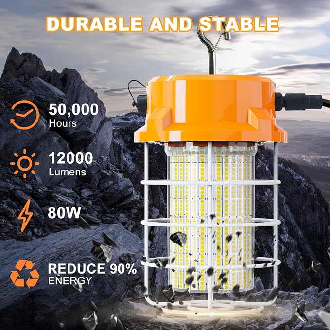 80W LED Temporary Work Light 12000Lm 5000K Construction Lights Led Work Light - Image 3
