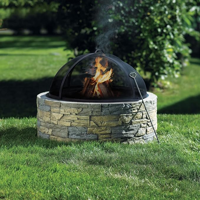 SUNCREAT Outdoor Fire Pit Spark Screen Cover Accessory, Patio Round - Image 2