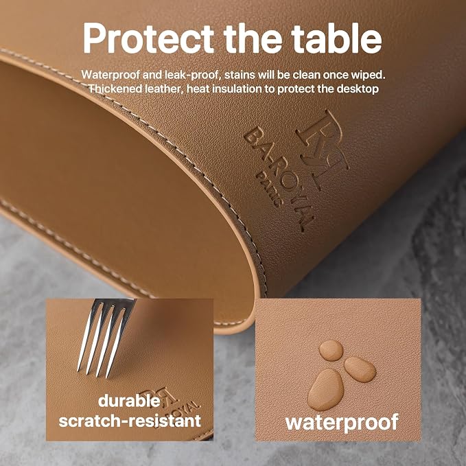 Faux Leather Placemats Set of 4 Vinyl Washable Wipeable Table Mats - Image 6